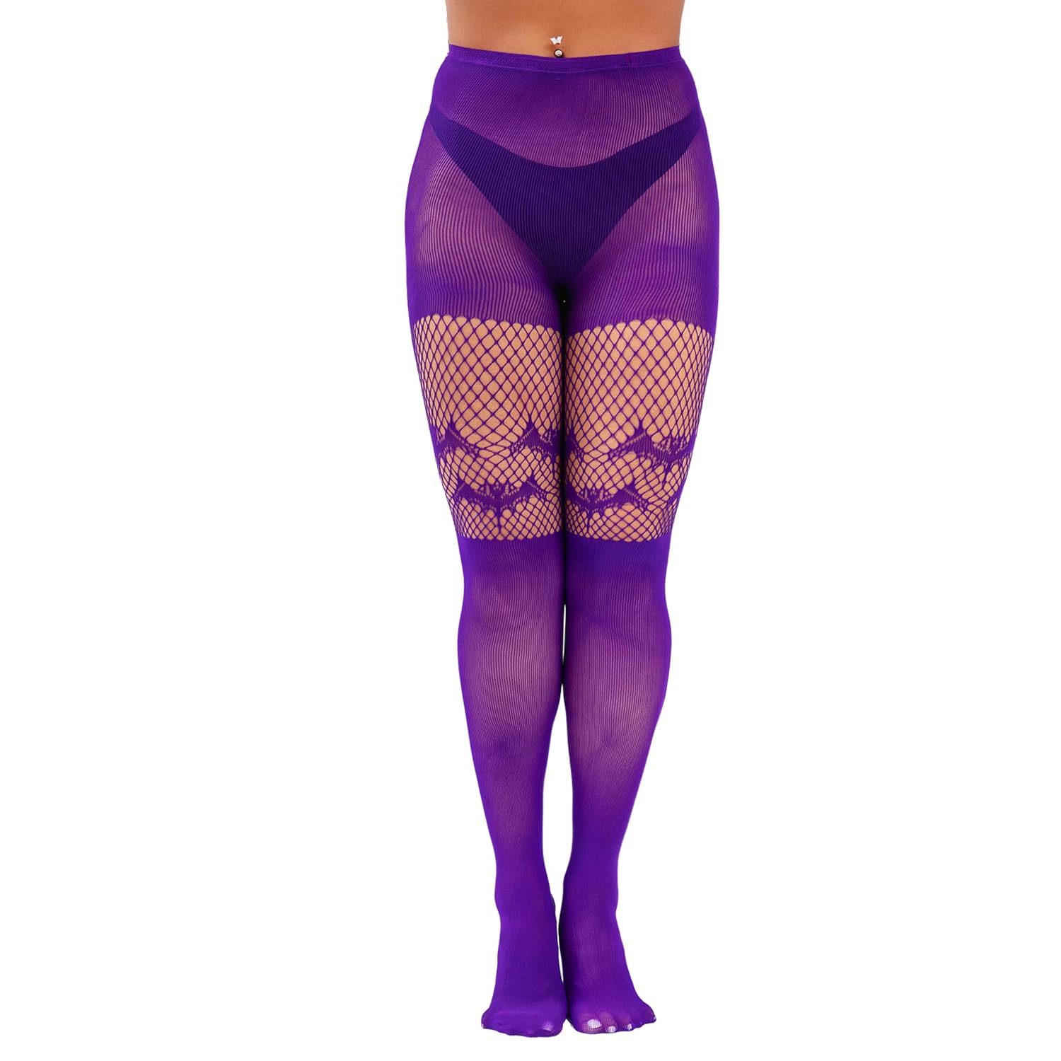 High Rise Suspender Stockings Fishnet Tights For Women