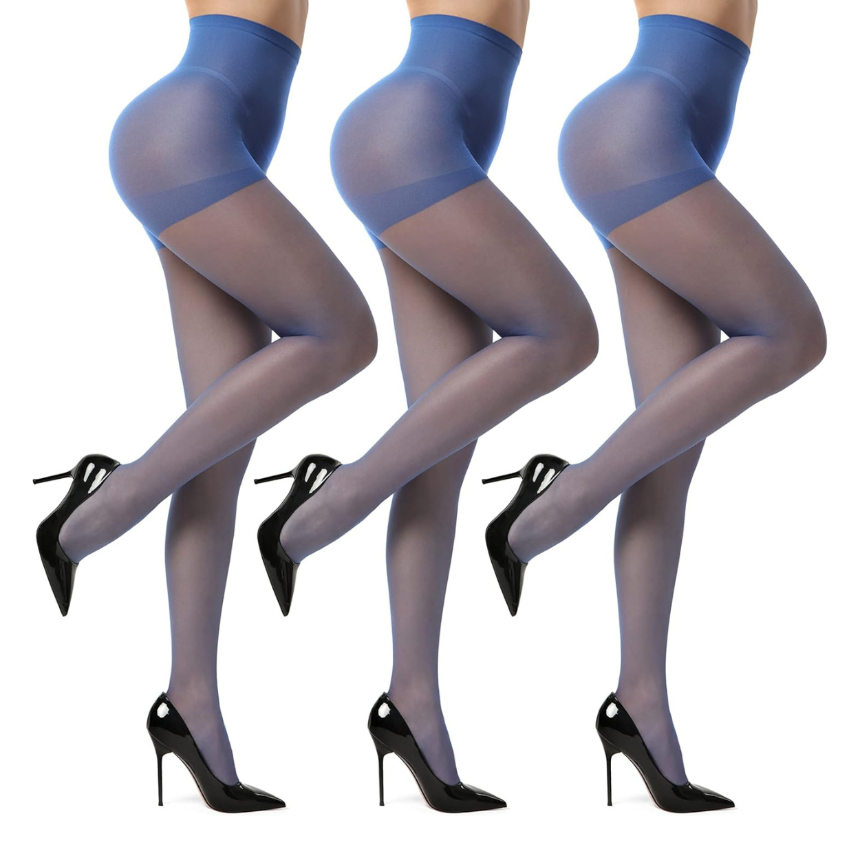 3 Pair Sheer Tights With Control Top Fit For Women