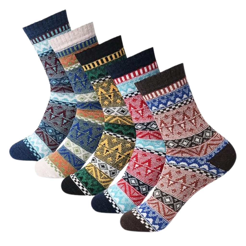 Structured Pattern Crew Style Blend SocksComfortable Thick Wool Socks For Women - Image 5