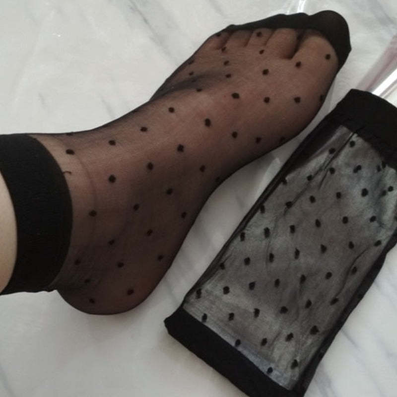 Dot Transparent Thin Crystal Silk Socks