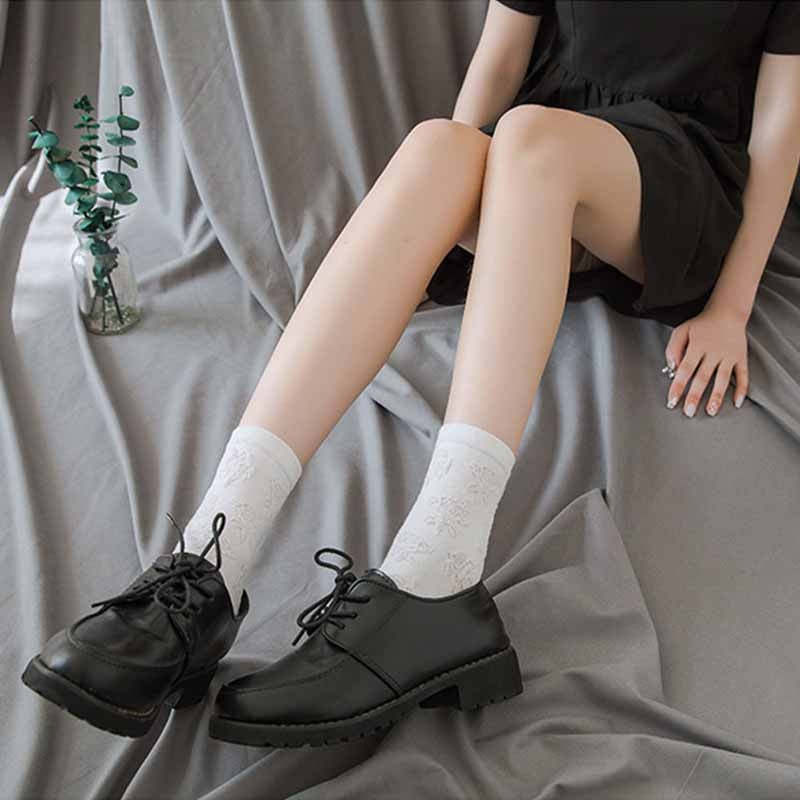 White Lace Bowknot Cotton Ankle Socks