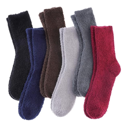 Microfiber Blend Patterned Crew Style Socks