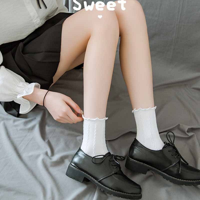 White Lace Bowknot Cotton Ankle SocksWhite Lace Bowknot Cotton Ankle Socks - Image 11