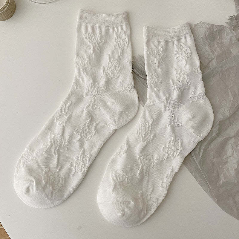 White Lace Bowknot Cotton Ankle Socks