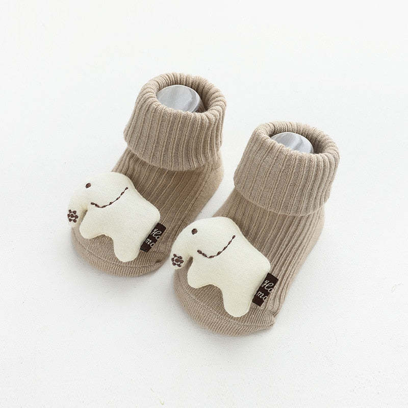 Anti Slip Soled Soft Cotton Cartoon Animal Baby Socks