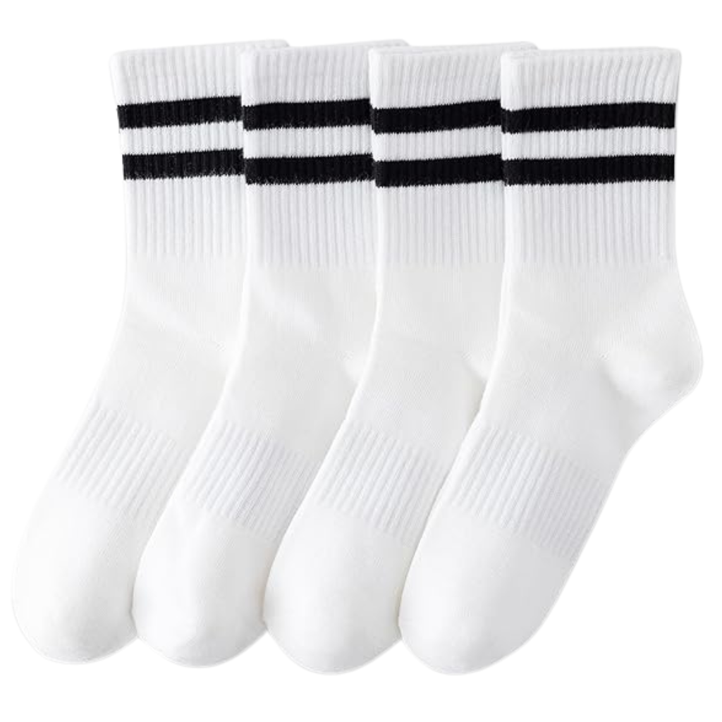 Womens Striped Crew Socks, Cotton Cozy Casual SocksSolid Stripe Knit Crew Style Socks - Image 2