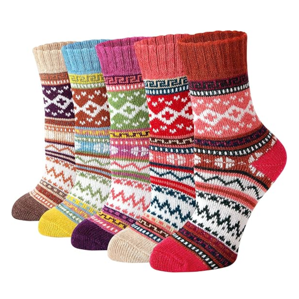 Warm Winter Socks Knit Crew Calf Hiking Boot SockCozy Pattern Knit Winter Sock Set - Image 9