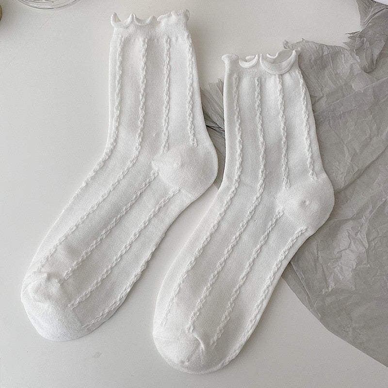 White Lace Bowknot Cotton Ankle Socks