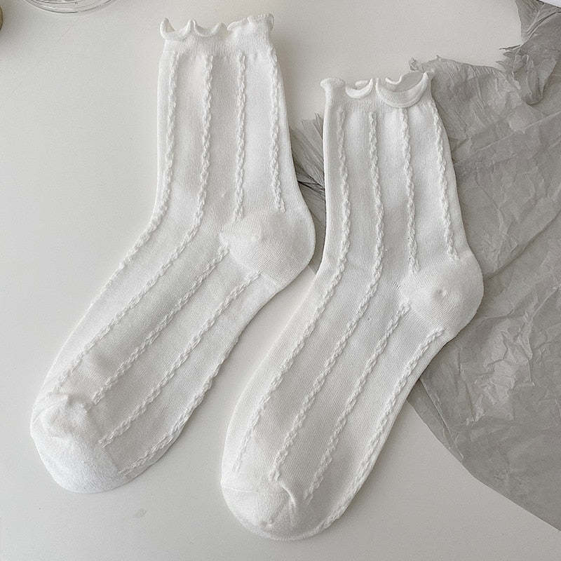 White Lace Bowknot Cotton Ankle Socks
