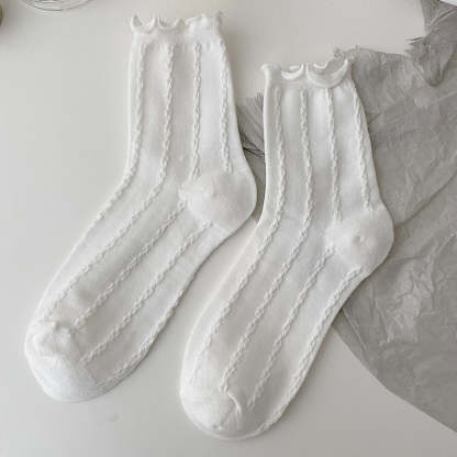 White Lace Bowknot Cotton Ankle Socks