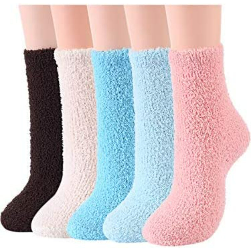 Pack Of 5 Womens Fuzzy Fluffy Cozy Warm Super Soft Slipper Socks Microfiber HomePack Of 5 Womens Fuzzy Fluffy Cozy Warm Super Soft Slipper Socks Microfiber Home - Image 2