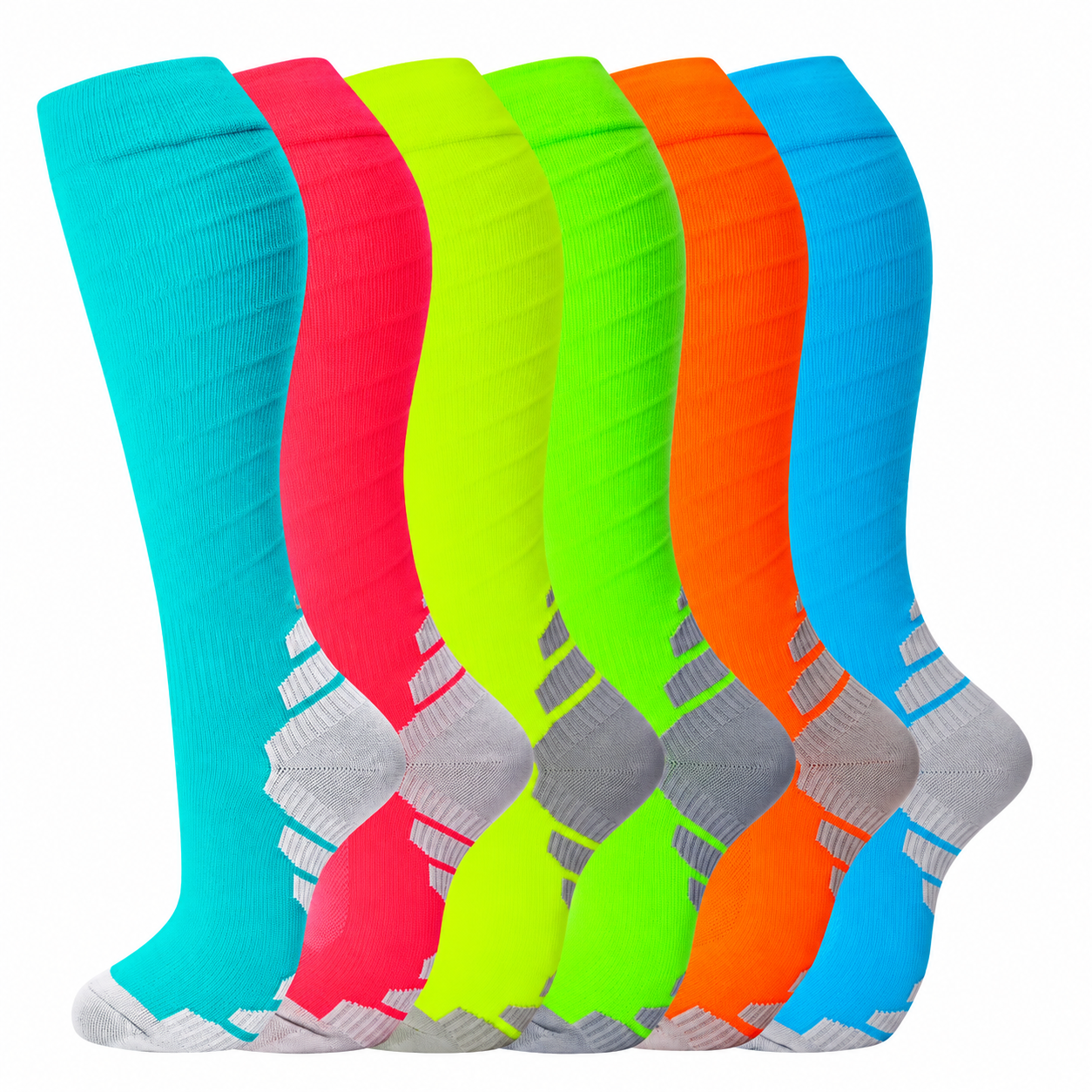 Pack Of 6 High Compression Support Socks For Men And Women
