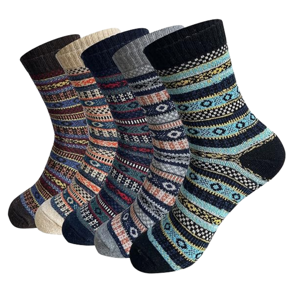 Structured Pattern Crew Style Blend Socks