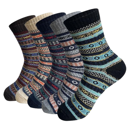Structured Pattern Crew Style Blend Socks