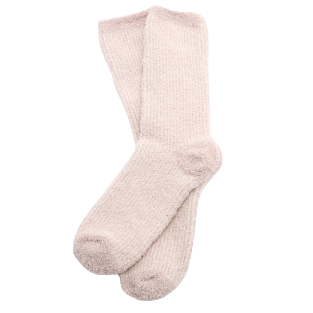 Barefoot Rib Contrast SocksWarm Plush Ribbed Crew Style Socks For Women - Image 4