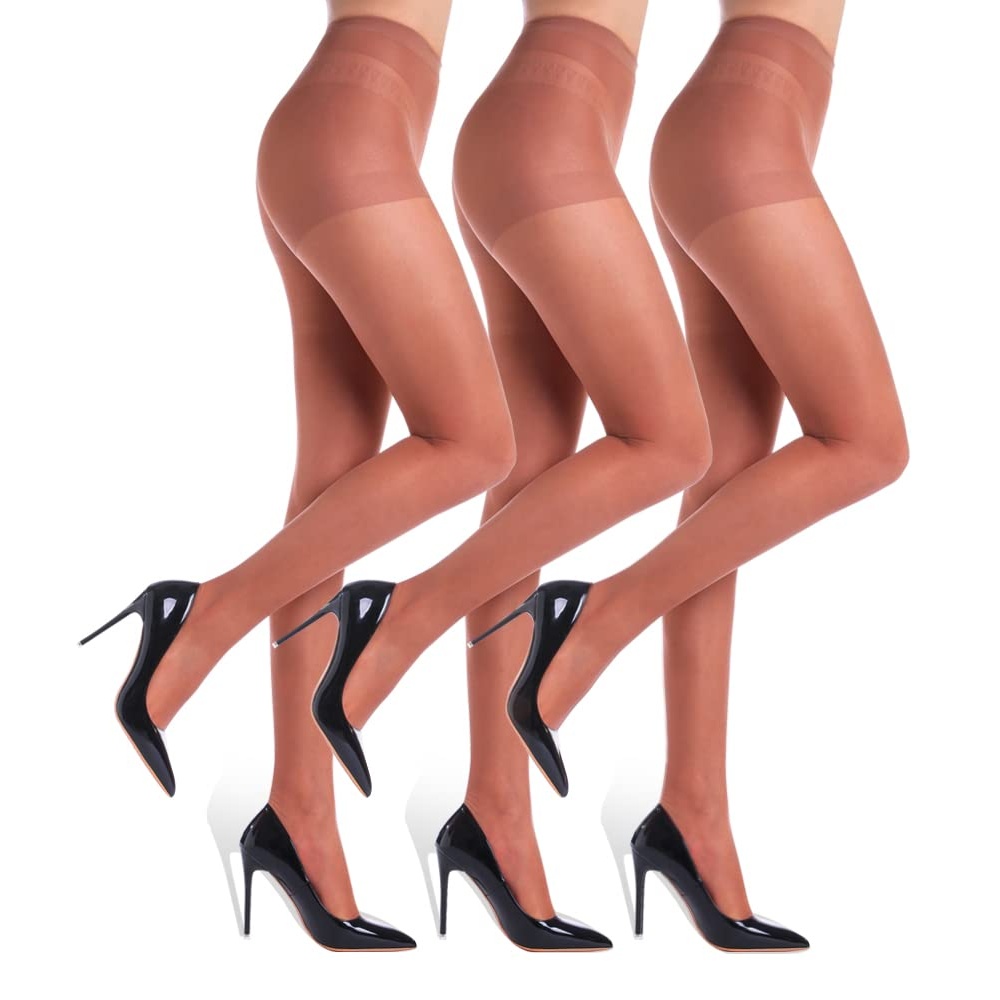 3 Pair Control Top Tights With Comfortable Fit For Women