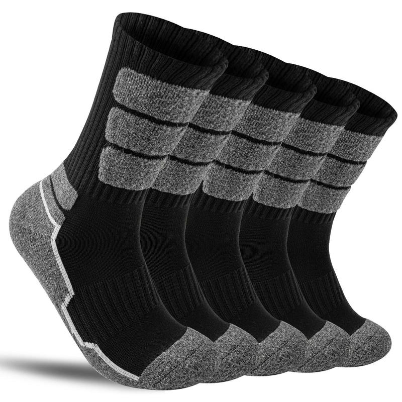 Pack of 5 Moisture Wicking Cushioned Compression Work Socks For Men And Women