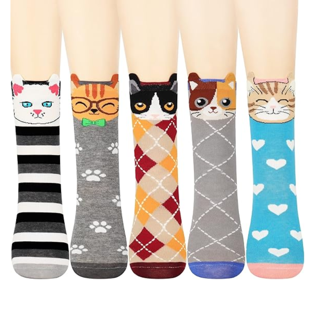 Animal Patterned Knit Crew Style Socks