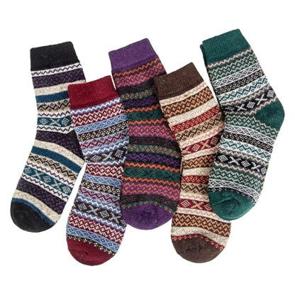 Patterned Blend Crew Style Cabin Socks