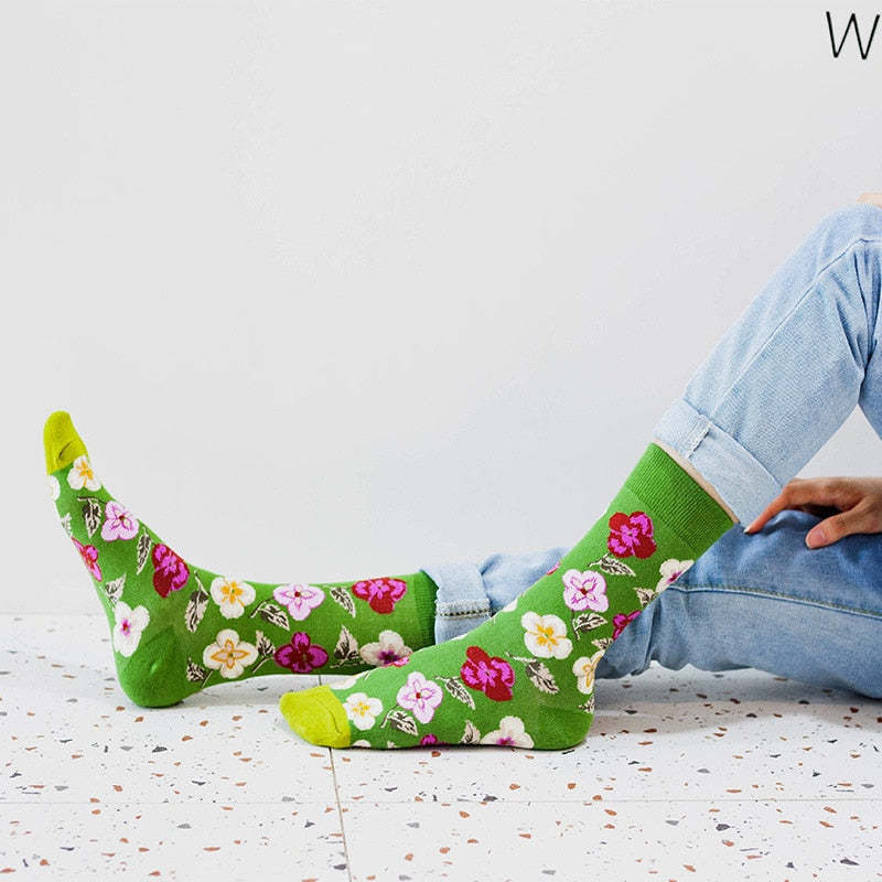 Happy Bright Abstract Socks