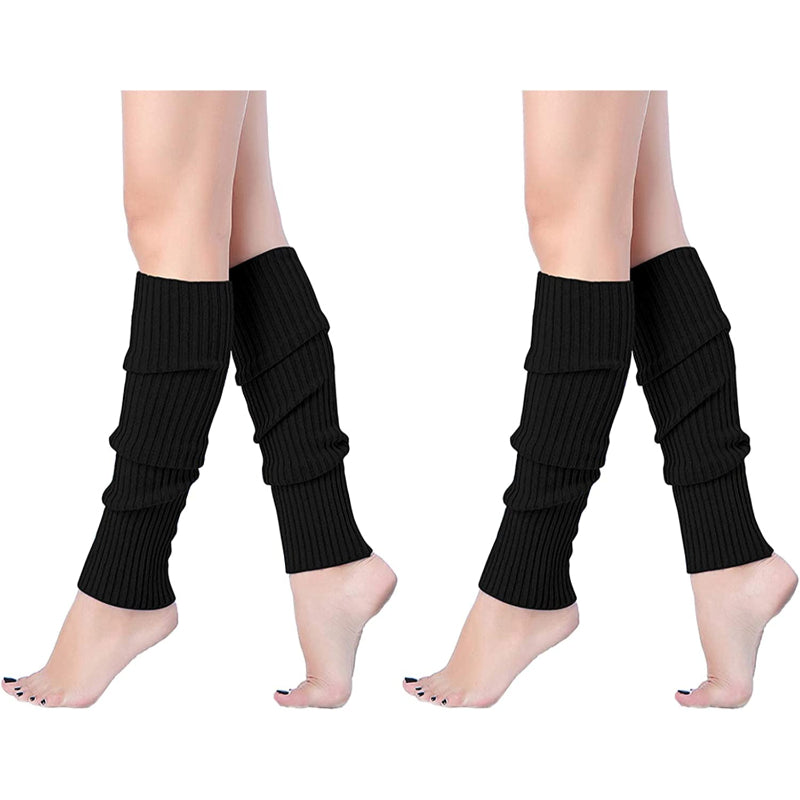 Pack Of 2 Women Juniors Neon Ribbed Leg Warmers for 80s Eighty's Party Sports Yoga