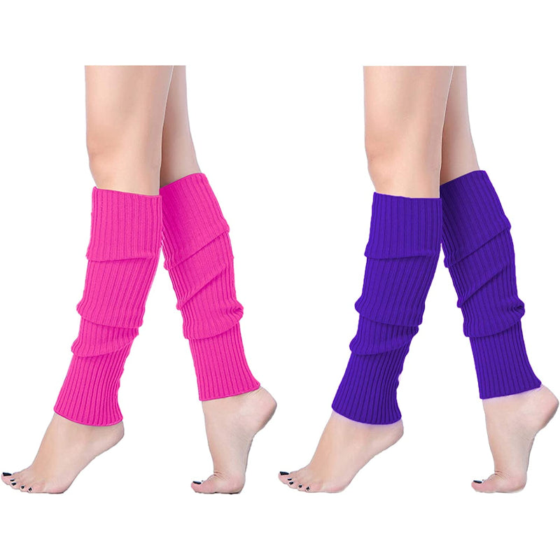 Pack Of 2 Women Juniors Neon Ribbed Leg Warmers for 80s Eighty's Party Sports YogaPack Of 2 Women Juniors Neon Ribbed Leg Warmers for 80s Eighty's Party Sports Yoga - Image 4