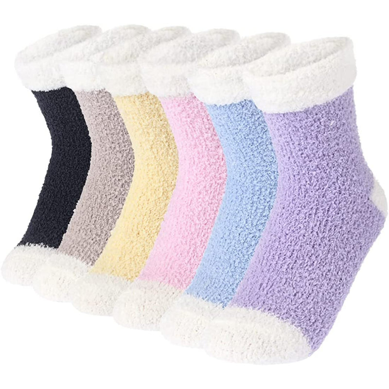 Pack Of 6 Slipper Socks Women - Colorful Warm Fuzzy Crew Socks CozyPack Of 6 Slipper Socks Women - Colorful Warm Fuzzy Crew Socks Cozy - Image 9