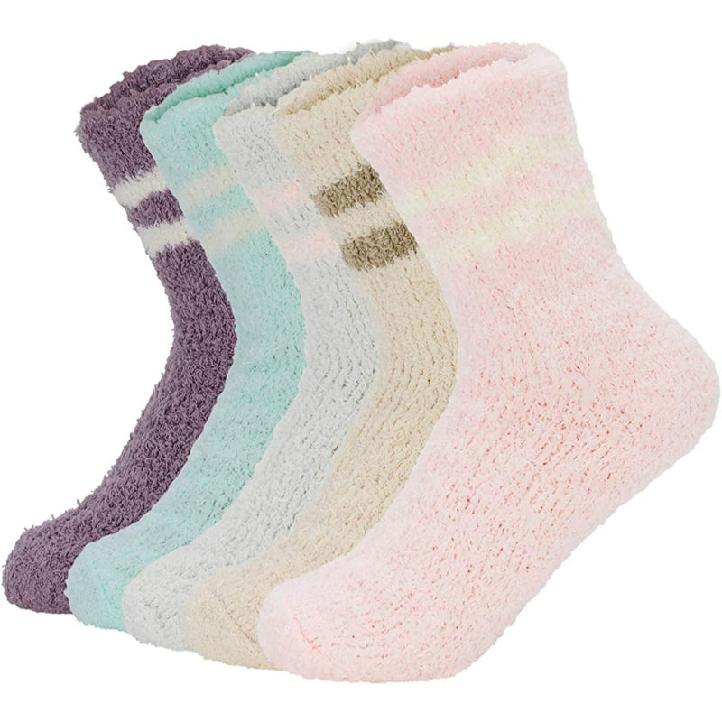 Pack Of 5 Womens Fuzzy Fluffy Cozy Warm Super Soft Slipper Socks Microfiber HomePack Of 5 Womens Fuzzy Fluffy Cozy Warm Super Soft Slipper Socks Microfiber Home - Image 3