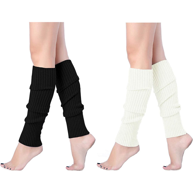 Pack Of 2 Women Juniors Neon Ribbed Leg Warmers for 80s Eighty's Party Sports Yoga