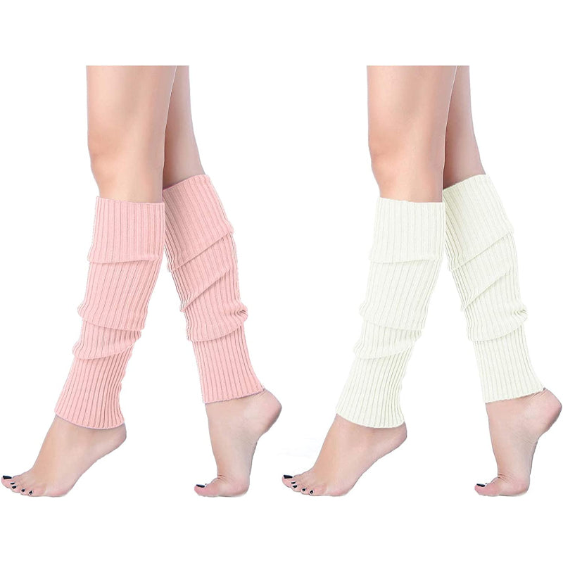 Pack Of 2 Women Juniors Neon Ribbed Leg Warmers for 80s Eighty's Party Sports Yoga