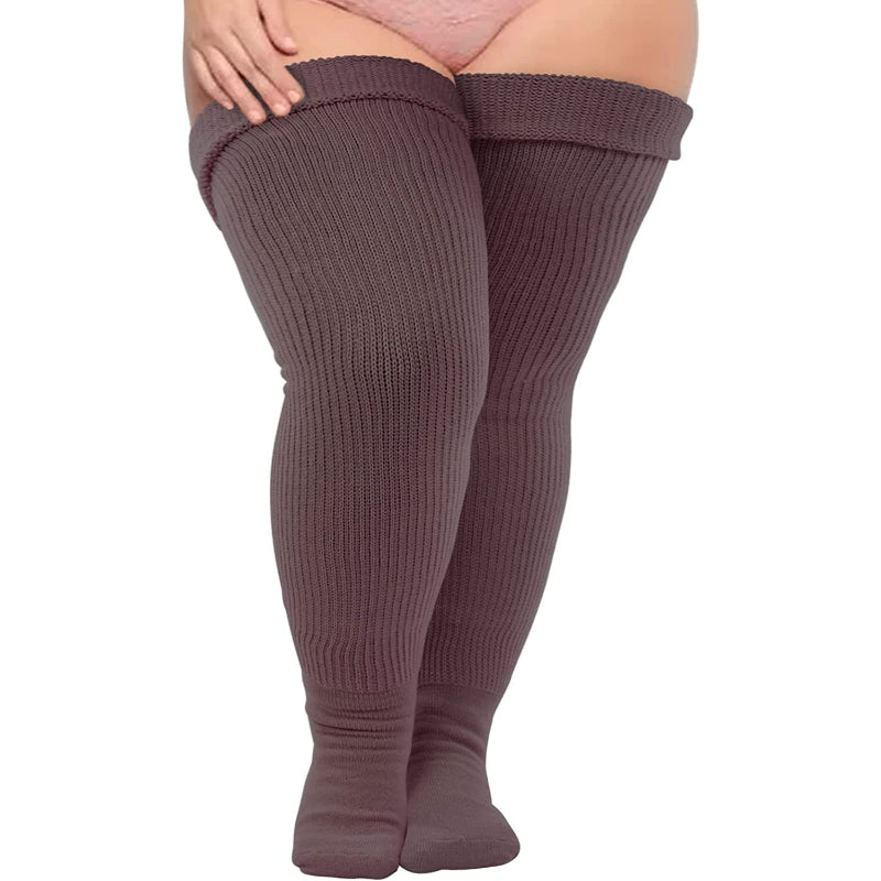 Plus Size Thigh High Socks for Thick Thighs Women- Thigh Highs Widened Extra Long Thick Knit Socks