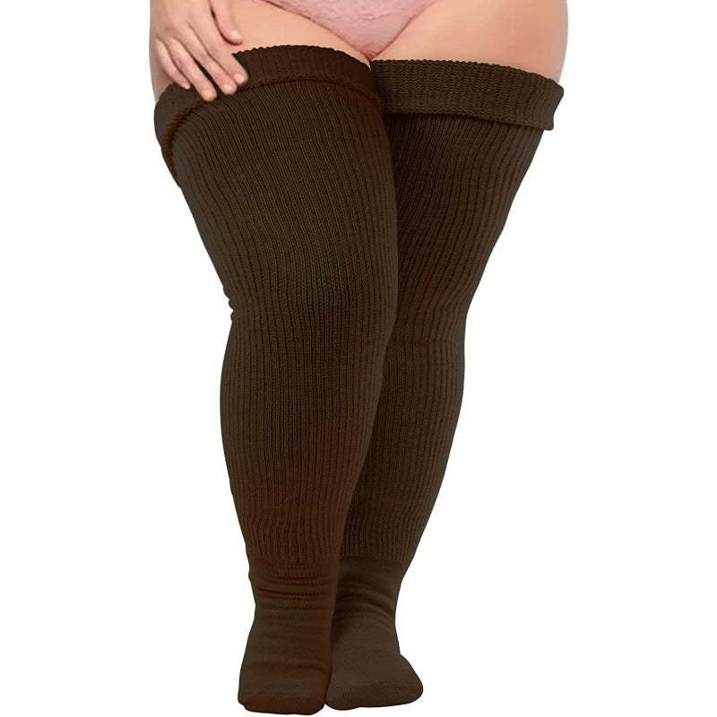 Plus Size Thigh High Socks for Thick Thighs Women- Thigh Highs Widened Extra Long Thick Knit Socks