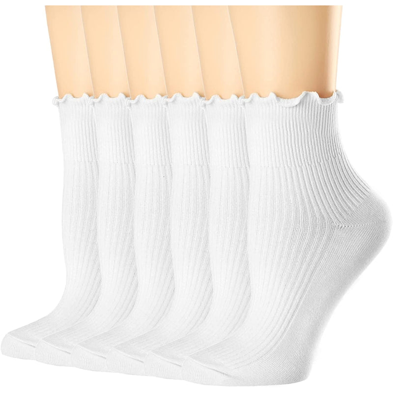 Womens Socks, Ruffle Turn-Cuff Casual Ankle Socks Warm Knit Cotton Lettuce Crew Frilly Sock 6 PackWomens Socks, Ruffle Turn-Cuff Casual Ankle Socks Warm Knit Cotton Lettuce Crew Frilly Sock 6 Pack - Image 6