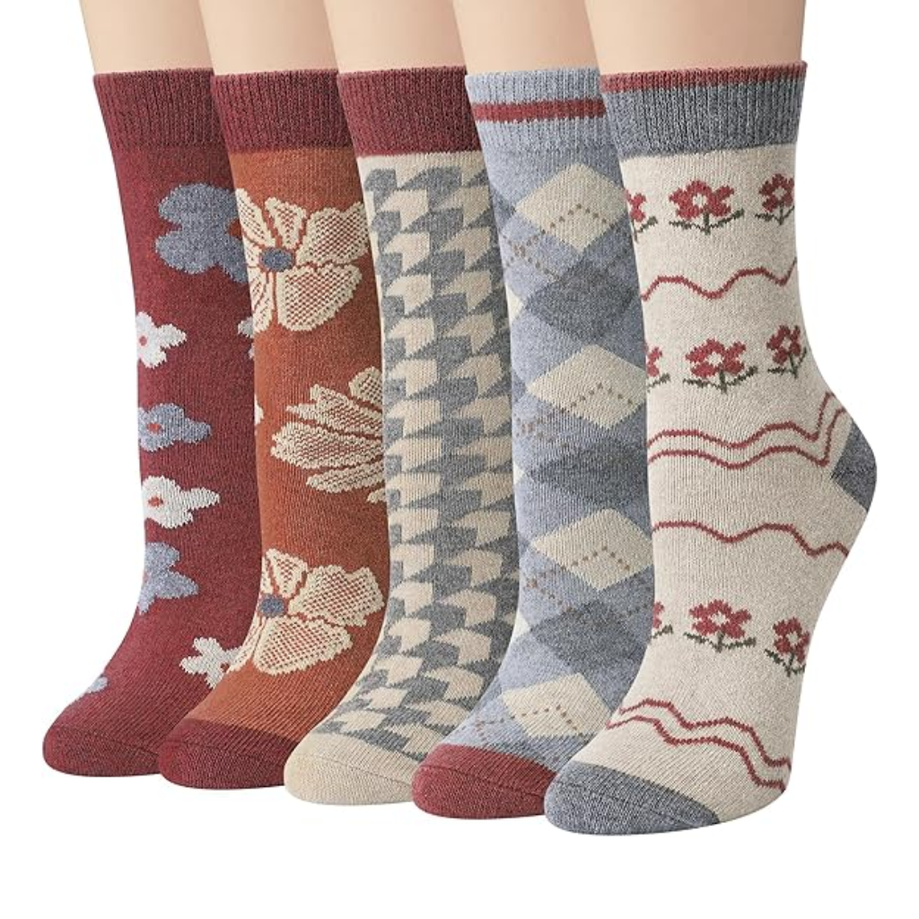 Patterned Blend Crew Style Cabin Socks