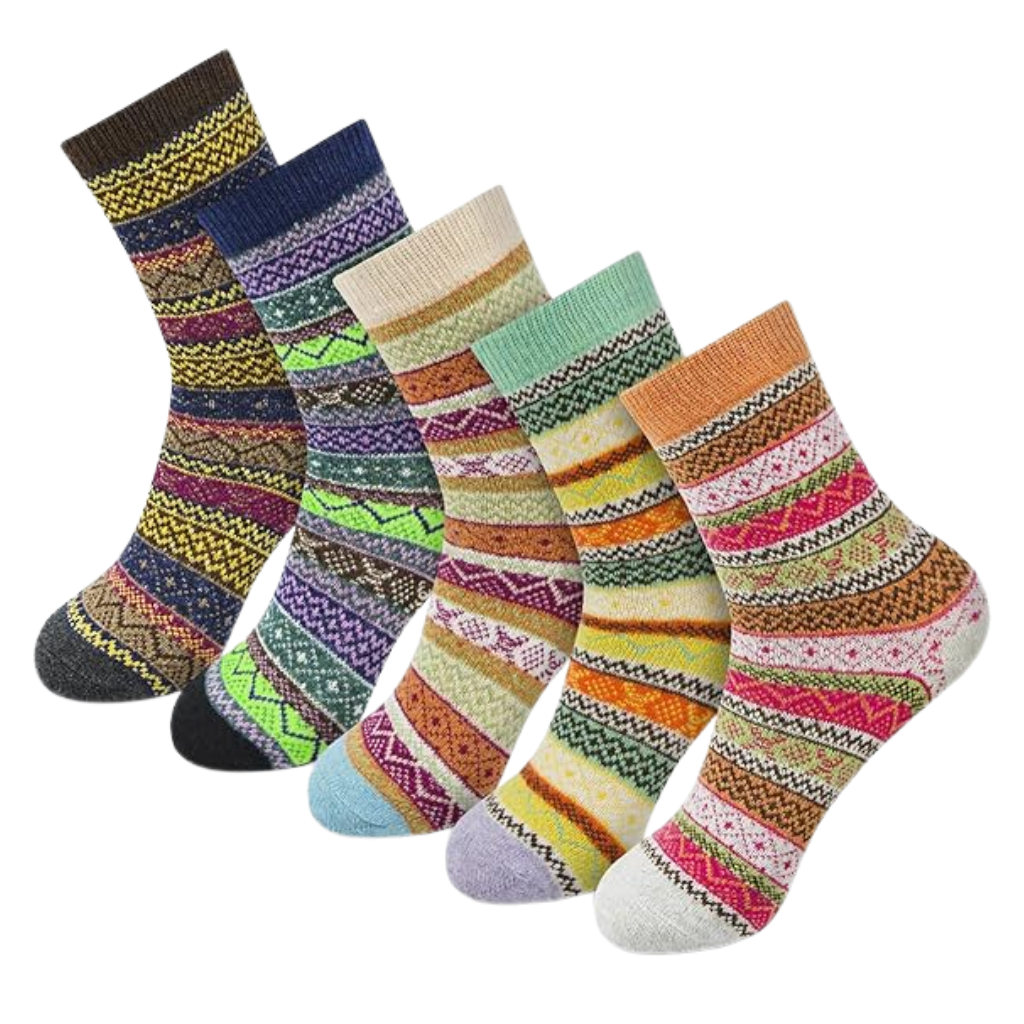 Structured Pattern Crew Style Blend SocksComfortable Thick Wool Socks For Women - Image 4