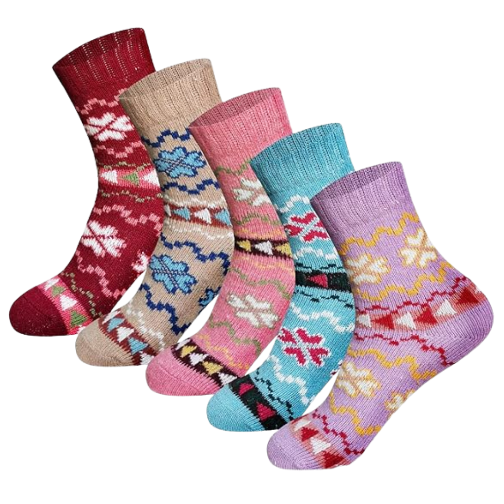 Structured Pattern Crew Style Blend SocksComfortable Thick Wool Socks For Women - Image 2