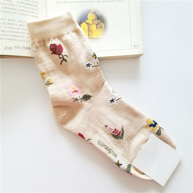 Floral Patterned Long Printed Socks SetFloral Patterned Long Printed Socks Set - Image 4