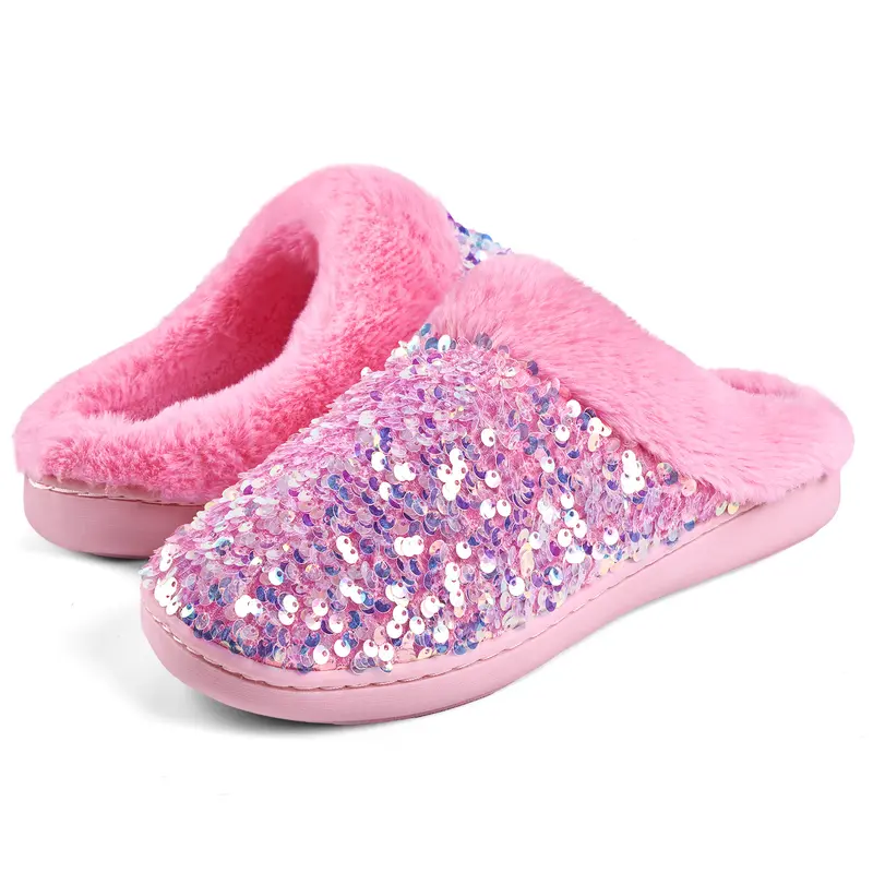 Fuzzy House Slippers With Plush Lining and Anti Skid Sole For Women