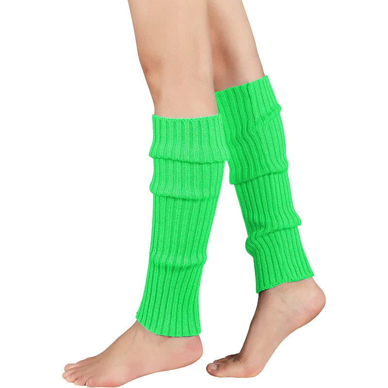 Solid Color Womens Fashion Leg Warmers Adult Junior 80s Ribbed Knitted Long Socks for Party Sports Casual Socks
