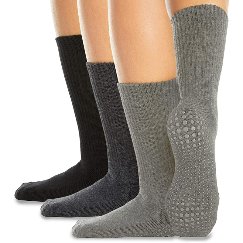 Pack Of 3 Yoga Pilates Barre Ballet Non Slip Crew Hospital (Jogger Grey and Tuxedo Black with Stripe