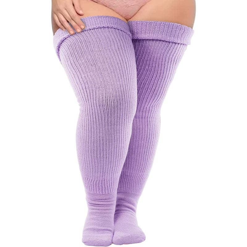 Plus Size Thigh High Socks for Thick Thighs Women- Thigh Highs Widened Extra Long Thick Knit Socks