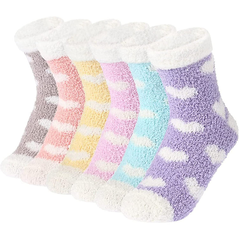 Pack Of 6 Slipper Socks Women - Colorful Warm Fuzzy Crew Socks CozyPack Of 6 Slipper Socks Women - Colorful Warm Fuzzy Crew Socks Cozy - Image 10