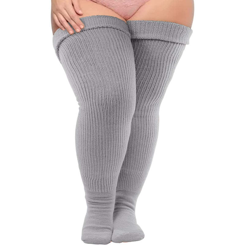 Plus Size Thigh High Socks for Thick Thighs Women- Thigh Highs Widened Extra Long Thick Knit Socks