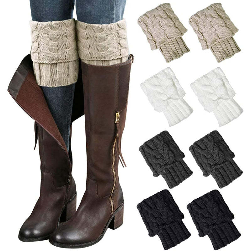 4 Pairs Womens Boot Socks Winter Warm Crochet Knitted Boot Cuffs Topper Socks Short Leg Warmers Gifts