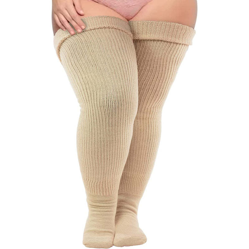 Plus Size Thigh High Socks for Thick Thighs Women- Thigh Highs Widened Extra Long Thick Knit Socks