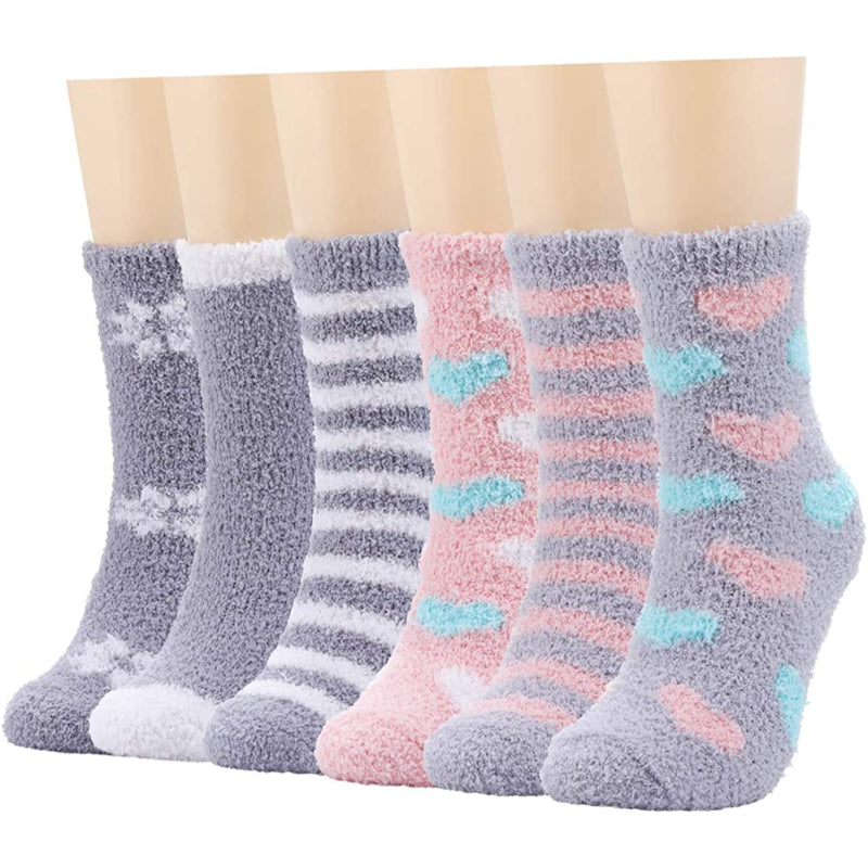 Pack Of 6 Slipper Socks Women - Colorful Warm Fuzzy Crew Socks CozyPack Of 6 Slipper Socks Women - Colorful Warm Fuzzy Crew Socks Cozy - Image 2