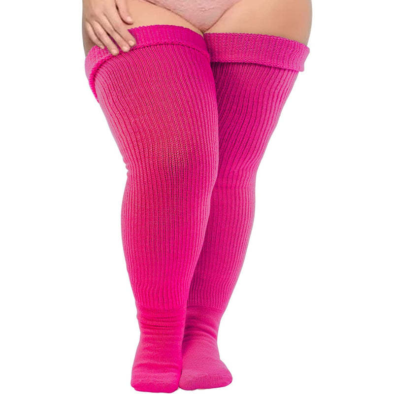 Plus Size Thigh High Socks for Thick Thighs Women- Thigh Highs Widened Extra Long Thick Knit Socks