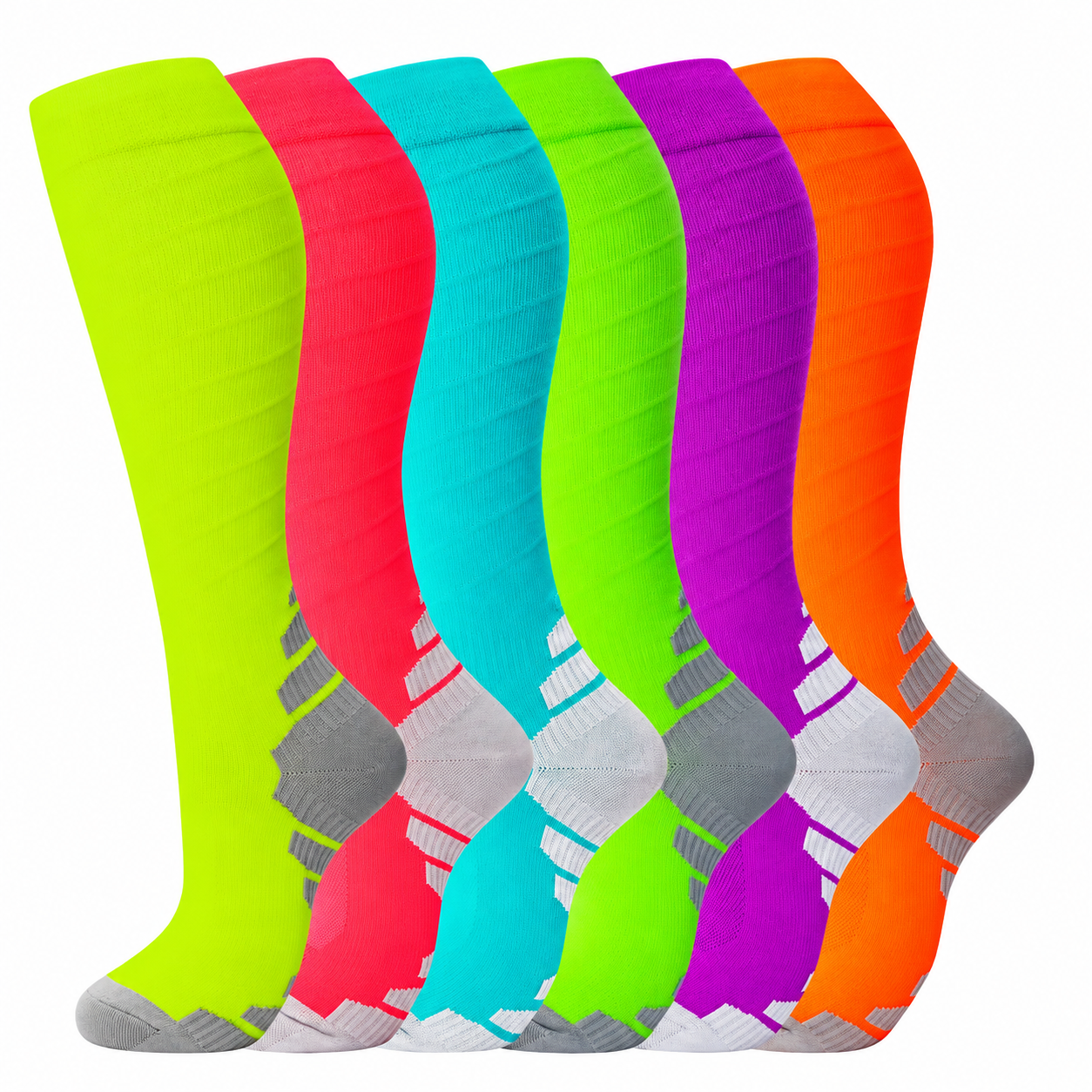 Pack Of 6 High Compression Support Socks For Men And Women