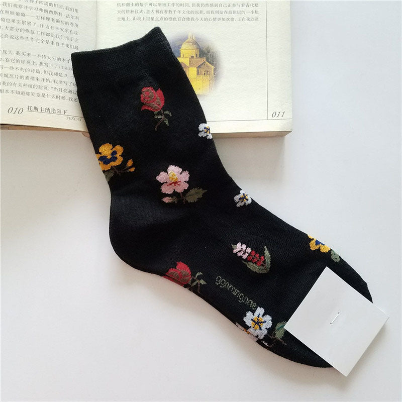 Floral Patterned Long Printed Socks SetFloral Patterned Long Printed Socks Set - Image 2