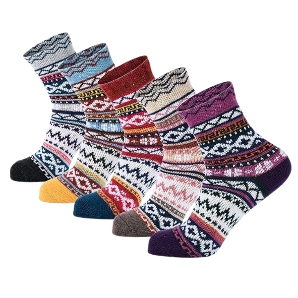 Structured Pattern Crew Style Blend SocksComfortable Thick Wool Socks For Women - Image 7